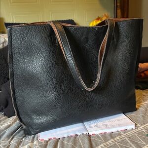 Reversible Black and Brown Tote Bag